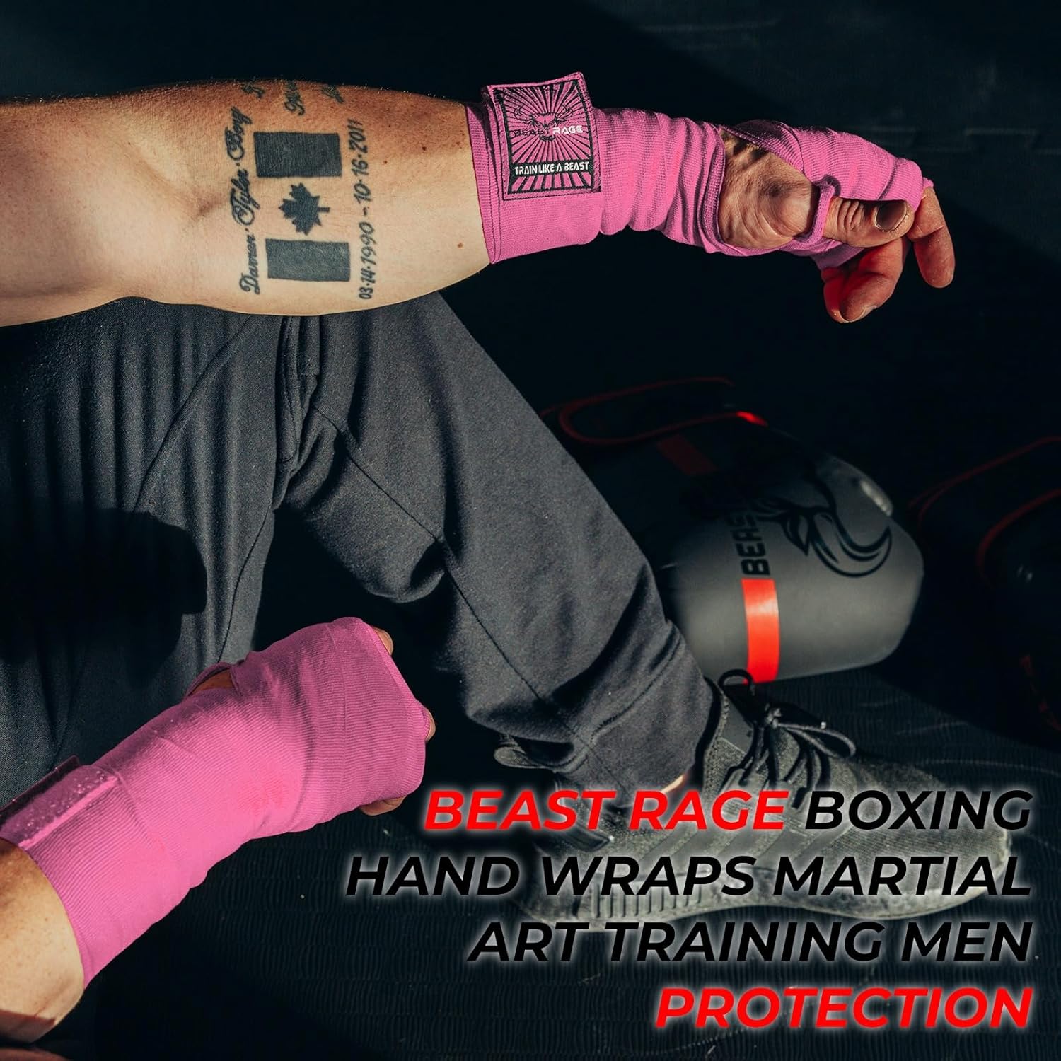 BEAST RAGE Vendas para manos de boxeo para MMA Kickboxing, muñequer...