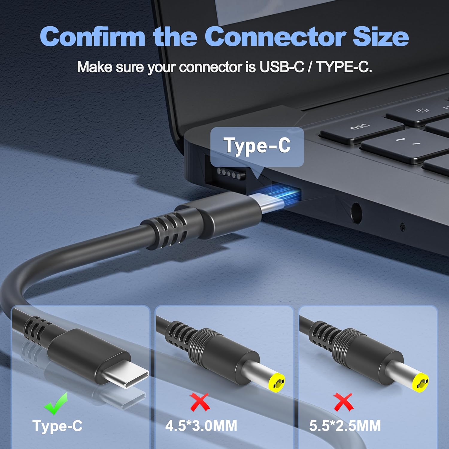 Cargador de Chromebook USB C de 45 W 65 W tipo C 918337-001 844205-...