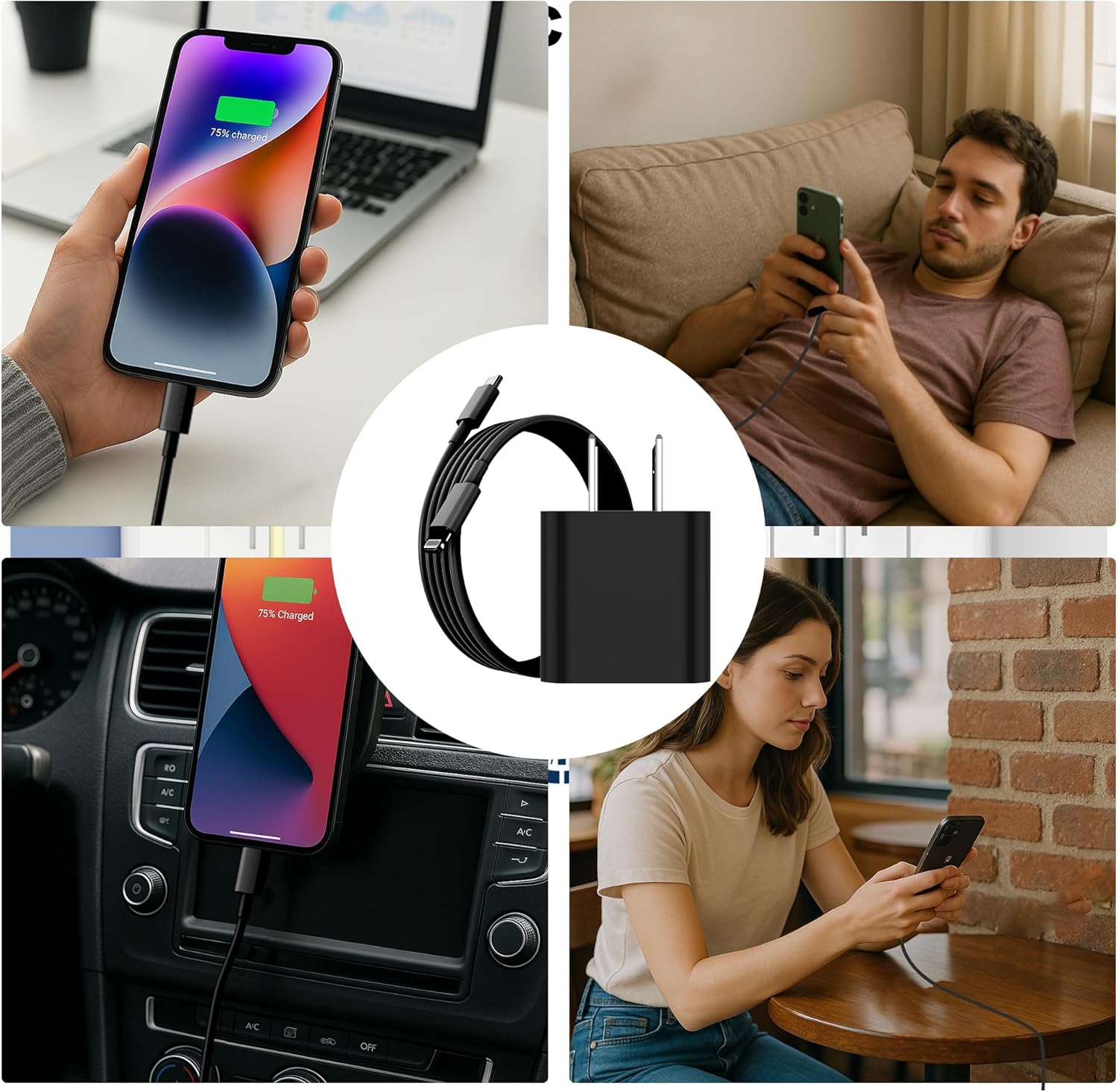 Cargador de iPhone de carga rápida, cargador de pared USB C de 20 W...