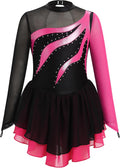 Vestido de patinaje artístico para niña, con cuello alto falso metá...