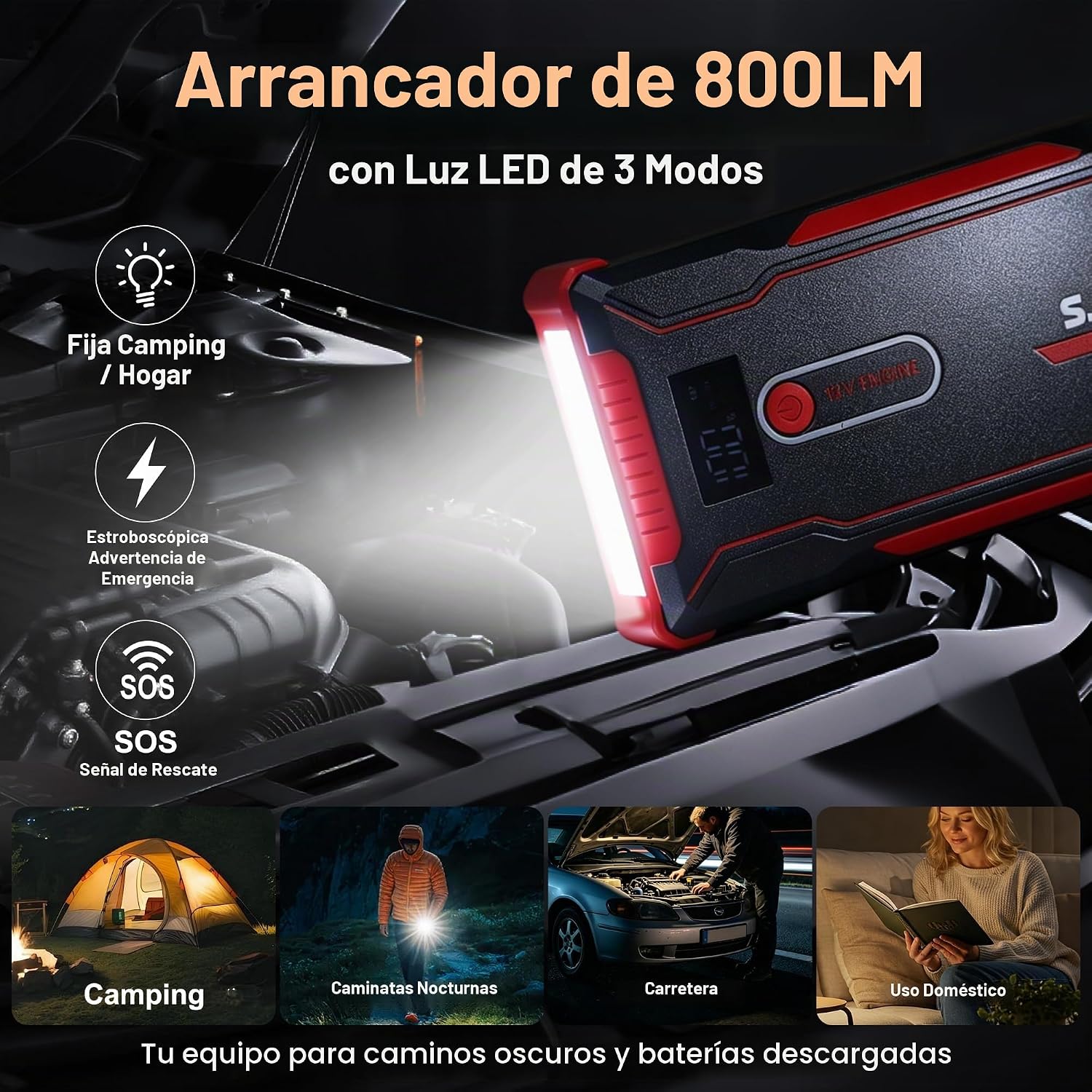 TM20 Jump Starter 5000A, cargador de batería portátil de coche 12V...