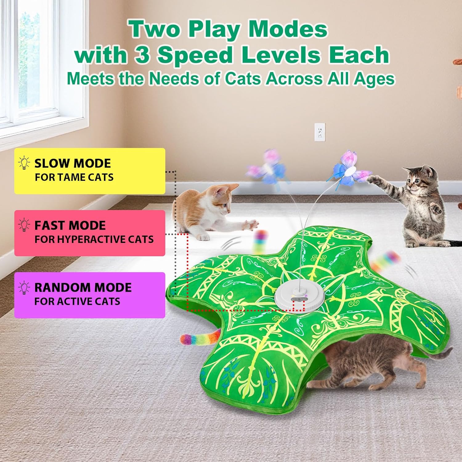 Qraxond Juguetes interactivos para gatos de interior, [Nuevamente a...