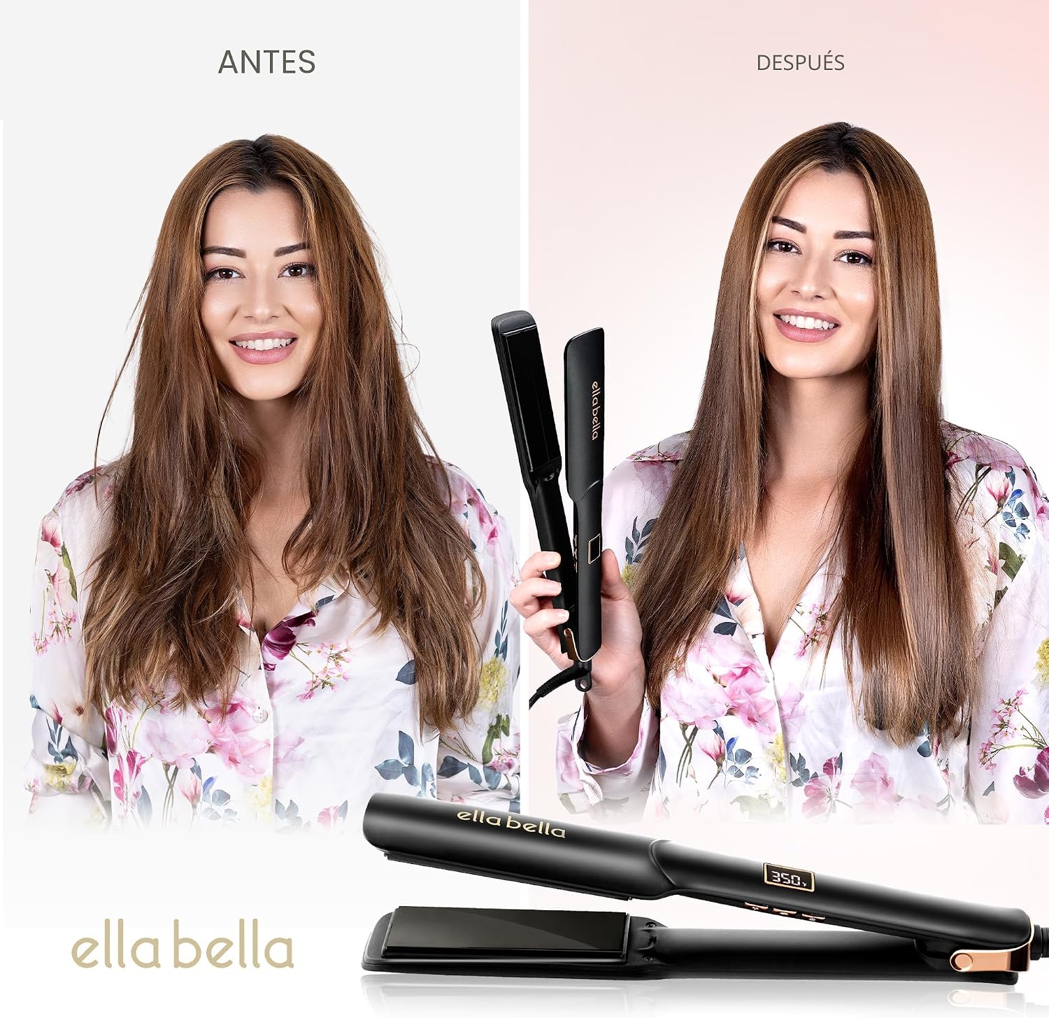 ELLA BELLA® Plancha Alisadora de Cerámica para Cabello \u2022 Planc...