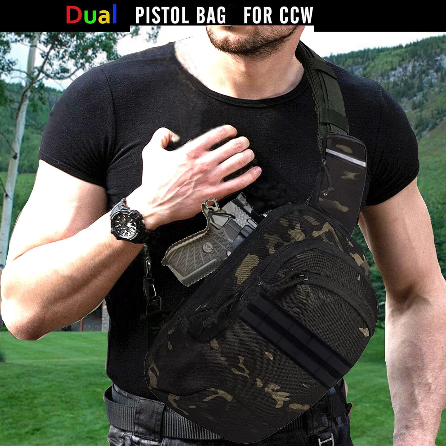 LarKoo Mochila táctica para el pecho de la honda EDC Mochila univer...