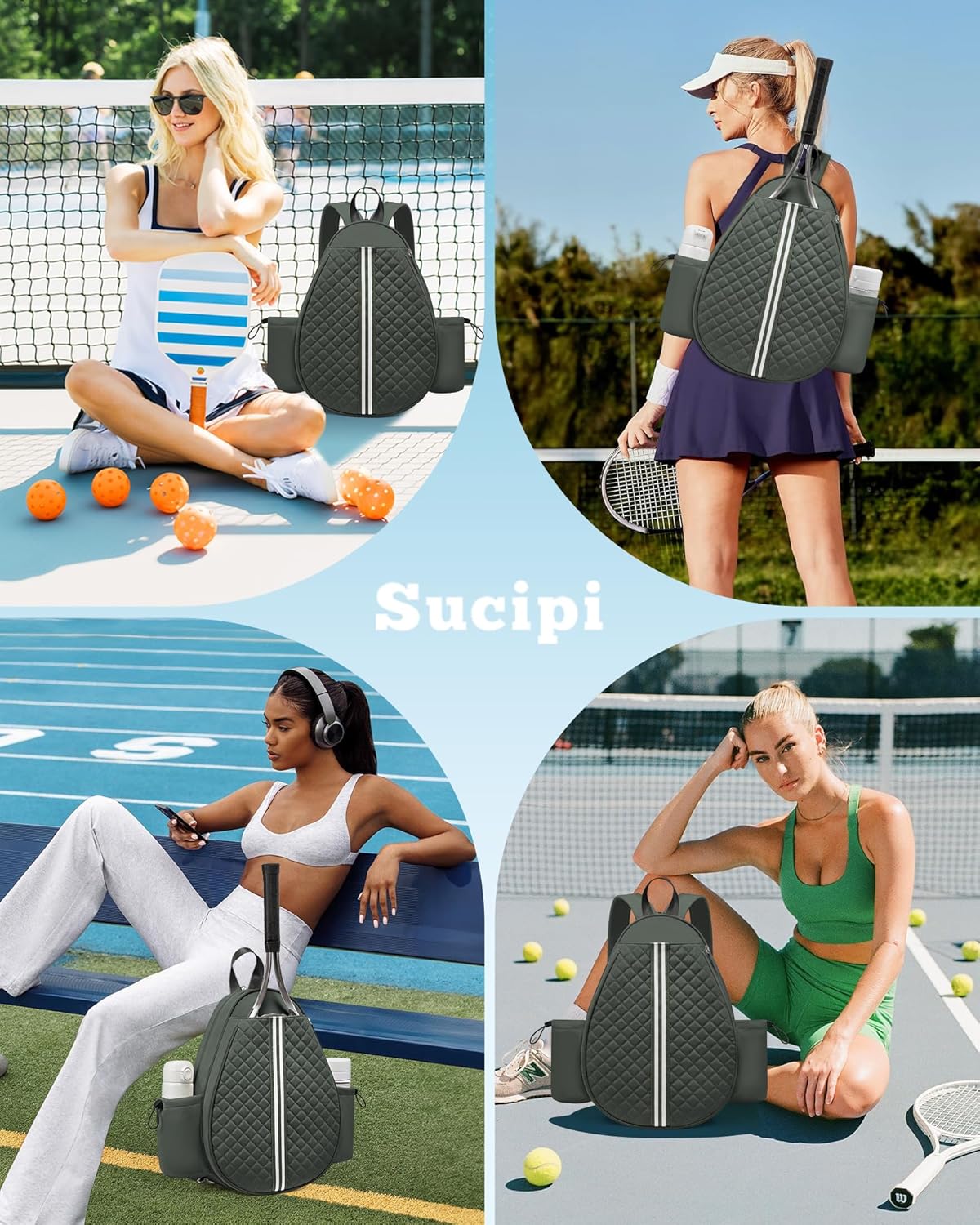 Mochila de tenis Sucipi, mochila de tenis acolchada con bandolera c...