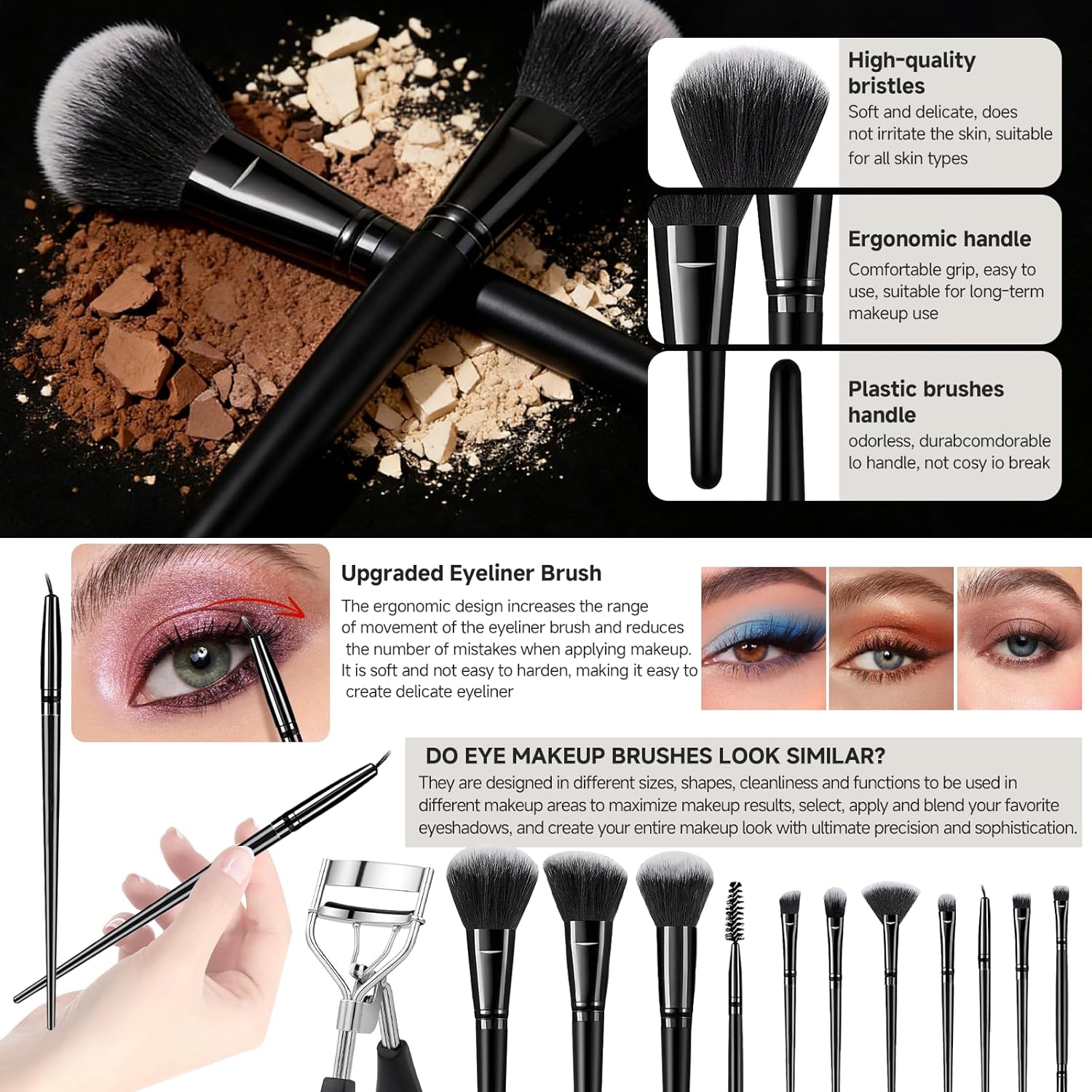 CLRDZN Juego de brochas de maquillaje, 62 brochas de maquillaje pro...