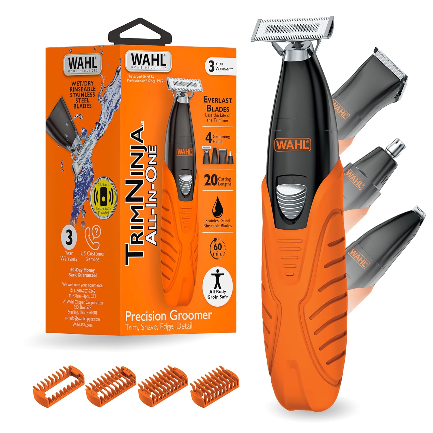 Wahl Trim Ninja - Maquinilla de afeitar eléctrica híbrida todo en u...