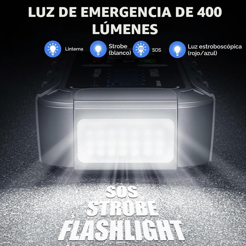 Arrancador de batería de automóvil de 6000A, cargador rápido de 65W...