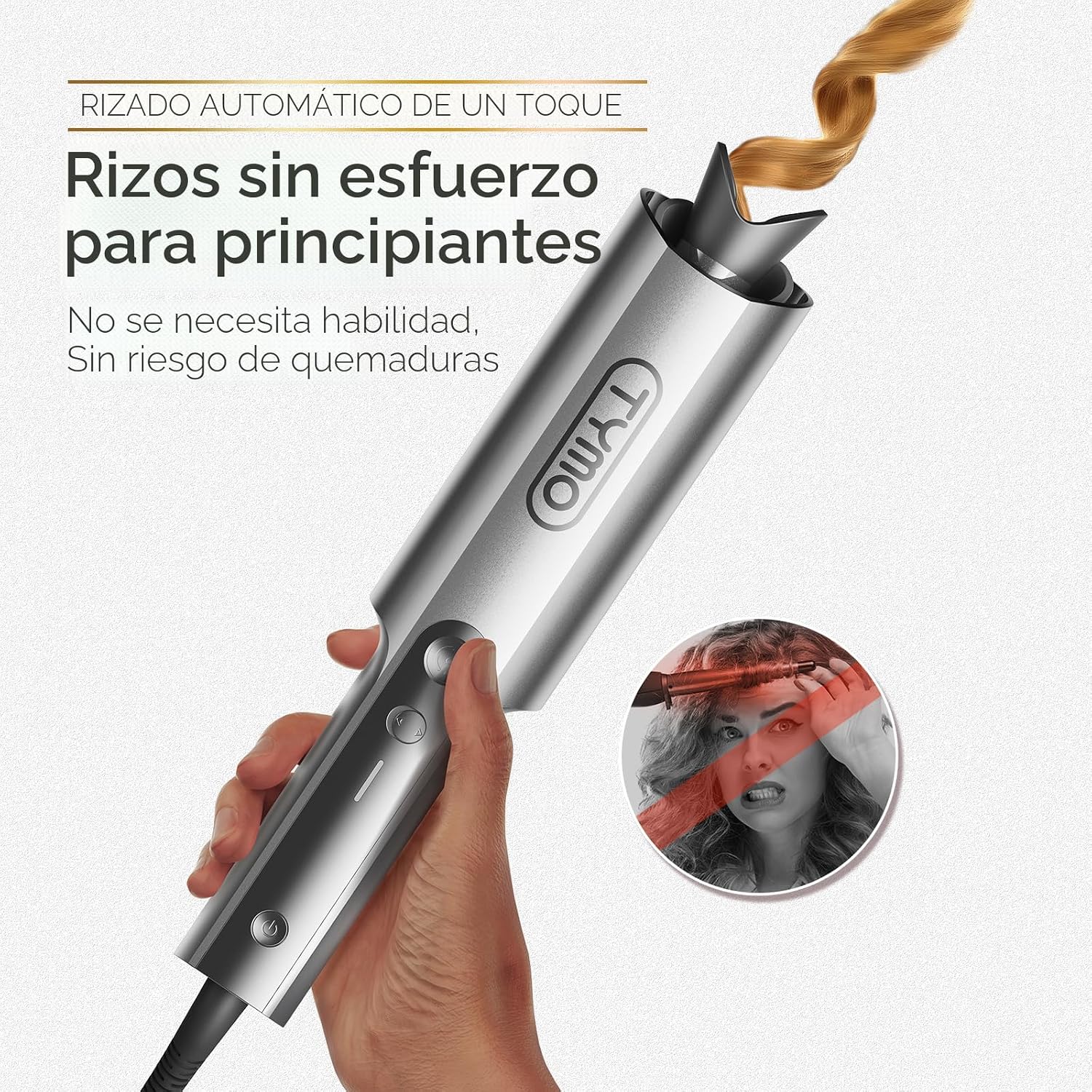 TYMO CurlPro Plus - Rizador giratorio automático, varita rizadora d...