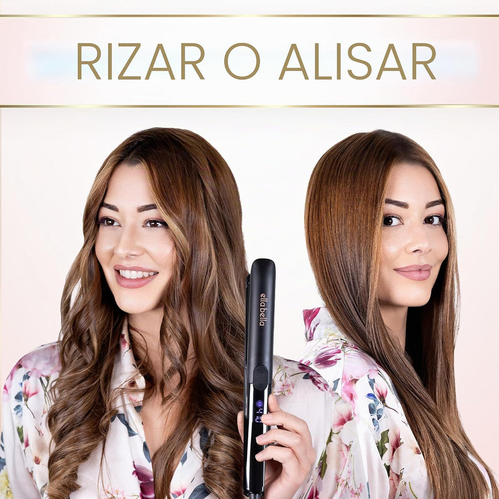 ELLA BELLA® Plancha plana de titanio para alisar el cabello, delgad...