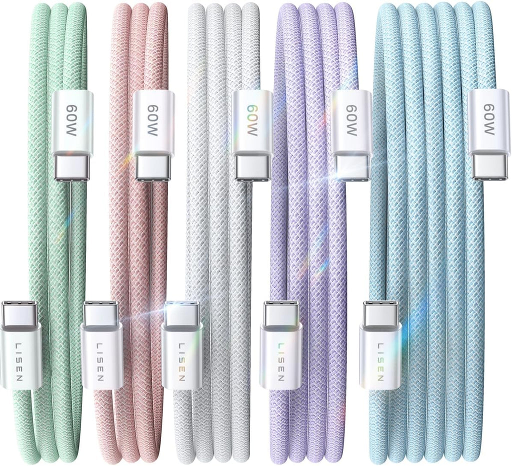 LISEN Cable USB C, Paquete de 5 [3.3\/3.3\/6.6\/6.6\/10 PIES] Cable...