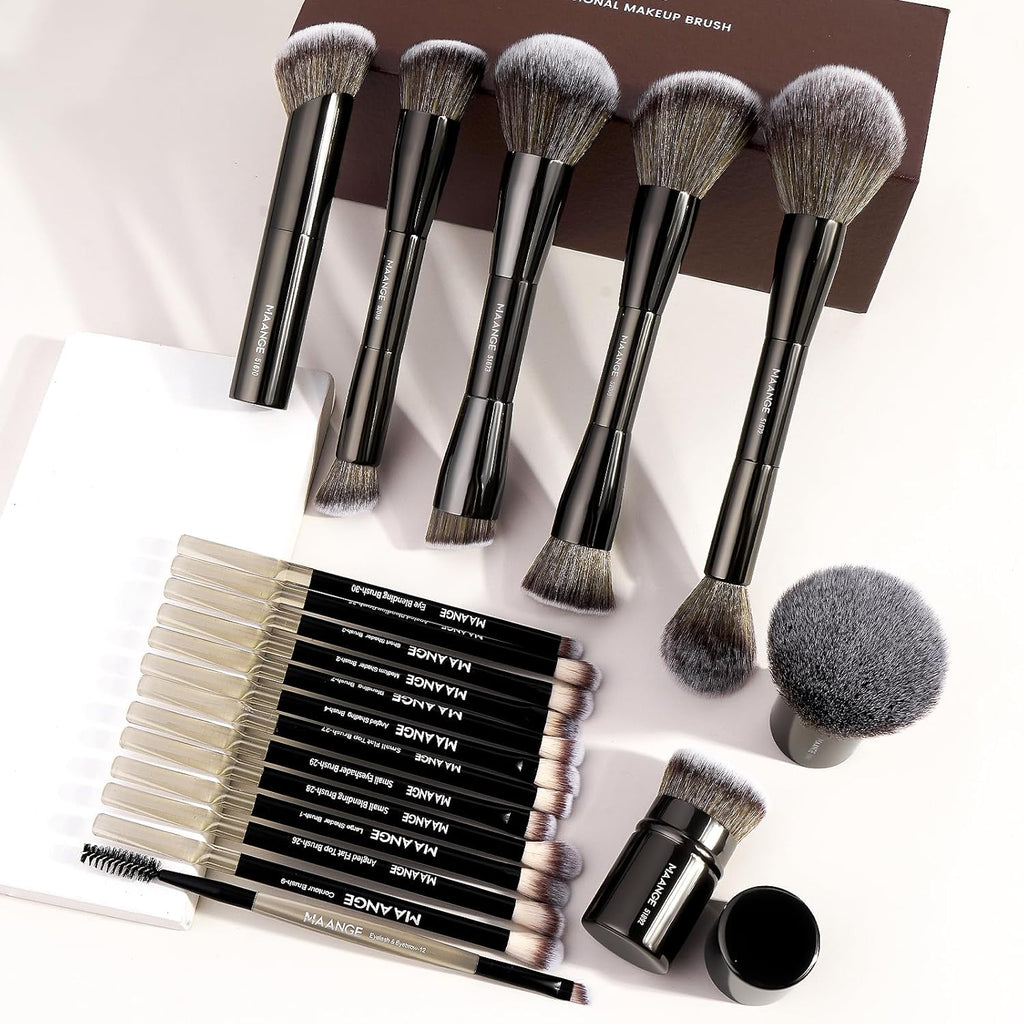 MAANGE 20 brochas de maquillaje con caja de regalo, brochas de maqu...