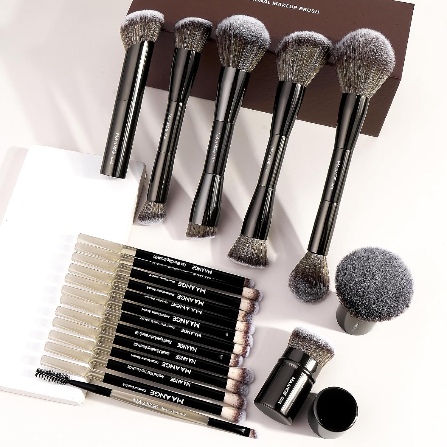 MAANGE 20 brochas de maquillaje con caja de regalo, brochas de maqu...
