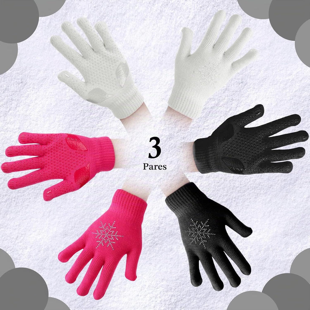 Jiuguva 3 Pares de Guantes para Patinaje sobre Hielo Accesorios de...
