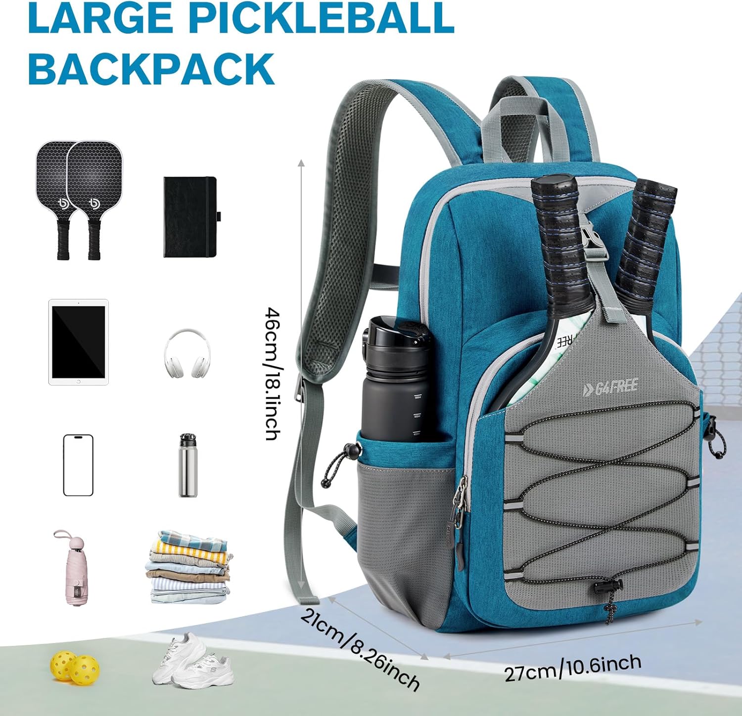 G4Free Bolsa de pickleball para mujeres y hombres, bolsa de pádel p...