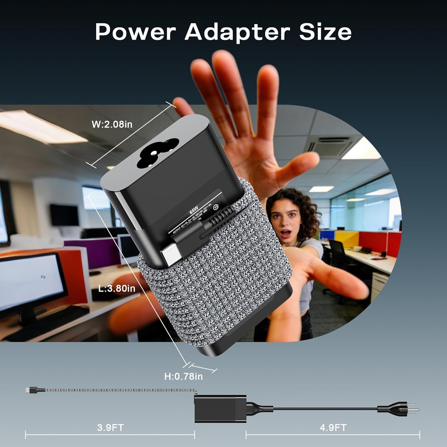 WZXHU Adaptador de corriente para portátil USB-C de 90 W compatible...