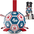 QDAN Pelota de fútbol para perros con correas, juguetes interactivo...