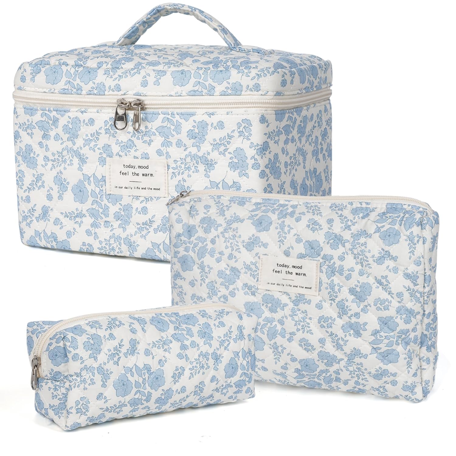 Bolsa de maquillaje, bolsa de cosméticos acolchada, bolsa de maquil...