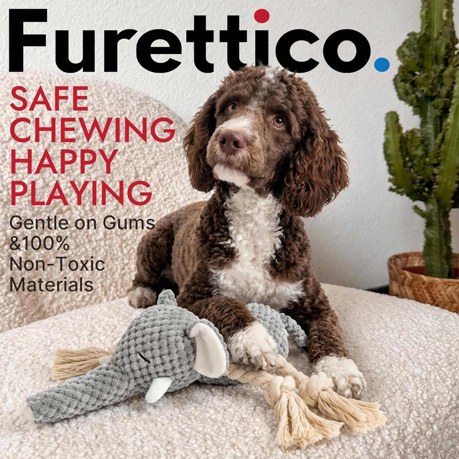 FURETTICO Squeaky - Juguete interactivo para masticar para dentició...