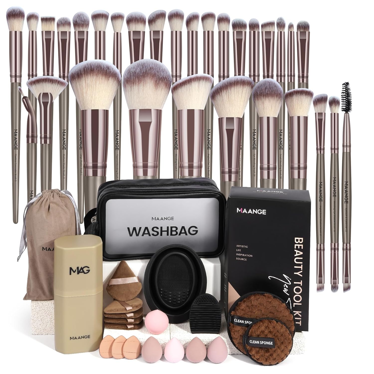 MAANGE Juego de Brochas de Maquillaje de 51 Piezas Brochas de Maqui...