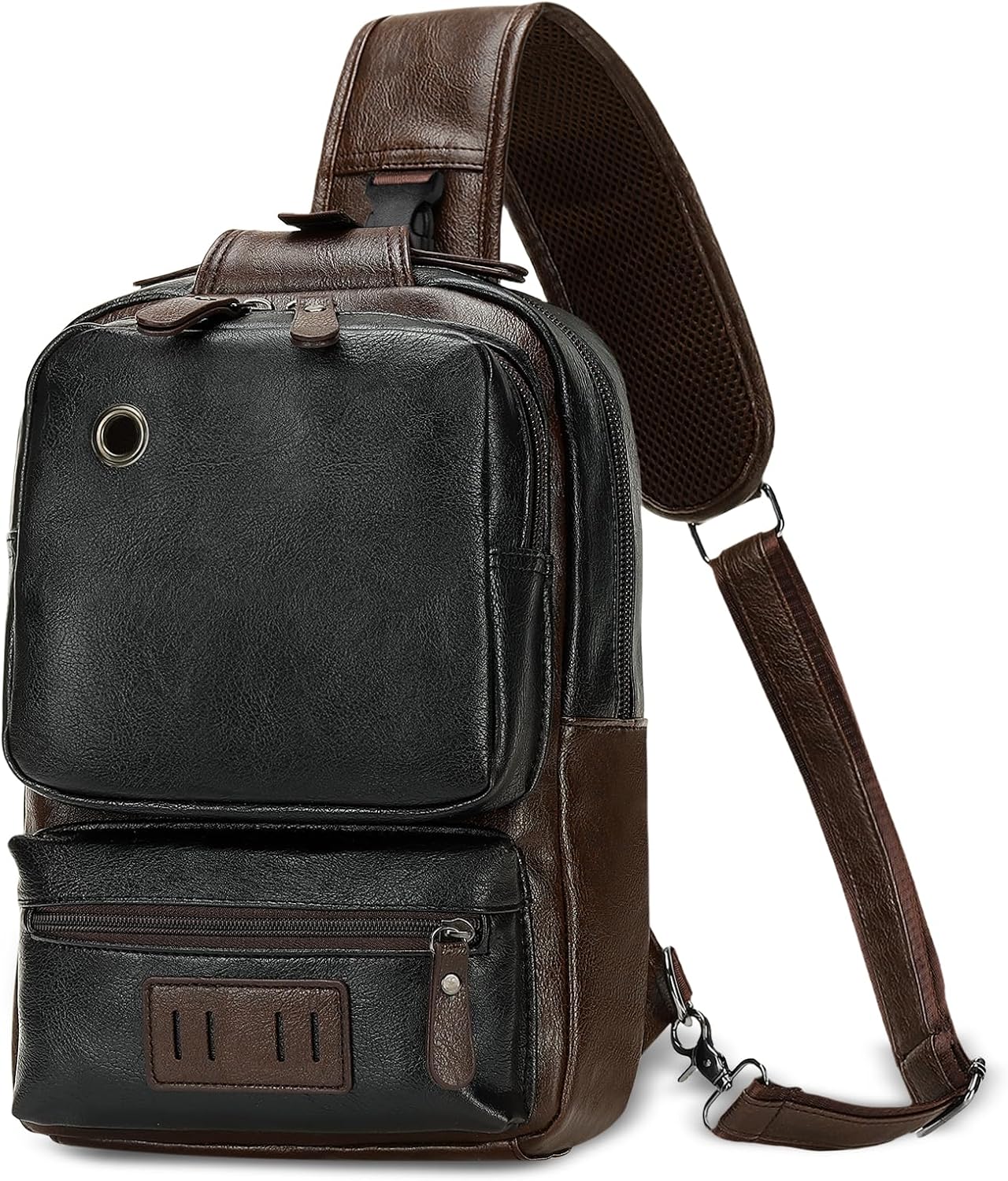 SUIKIHUM Mochila de cuero PU vintage para hombre, bandolera, correa...