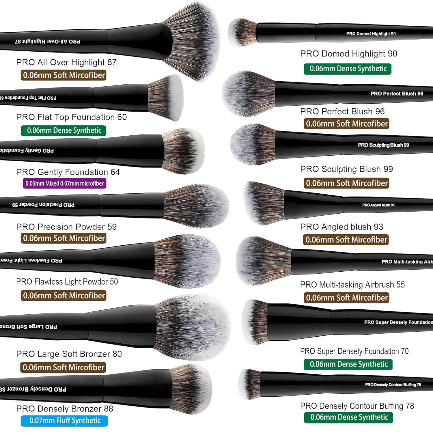 Bueart Design Juego de 32 brochas de maquillaje de grado PRO con so...
