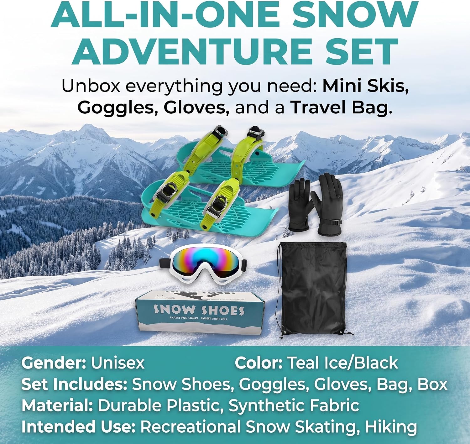 Snow Pro - Juego de mini patines cortos de esquí, patines ajustable...