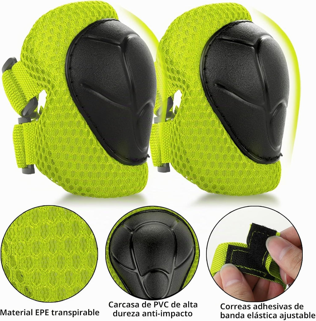 WayEee Juego de casco de bicicleta para niños, rodilleras, equipo d...