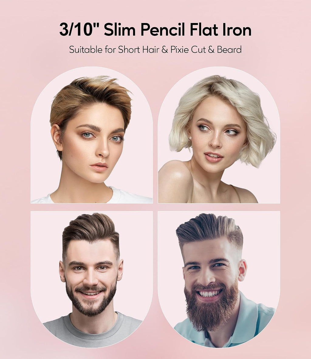 Terviiix Mini plancha plana y alisador de pelo para cabello corto,...