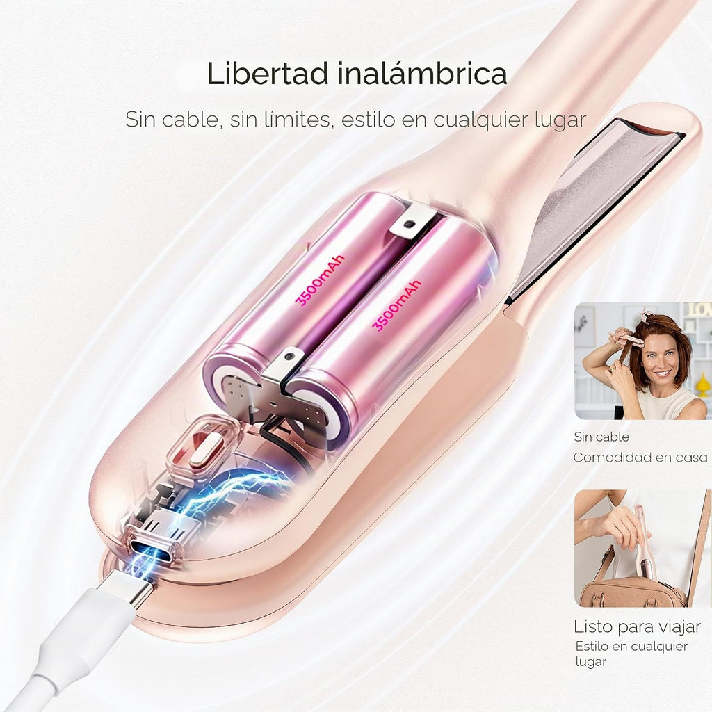 TYMO Mini plancha plana inalámbrica, mini plancha rizadora de pelo...