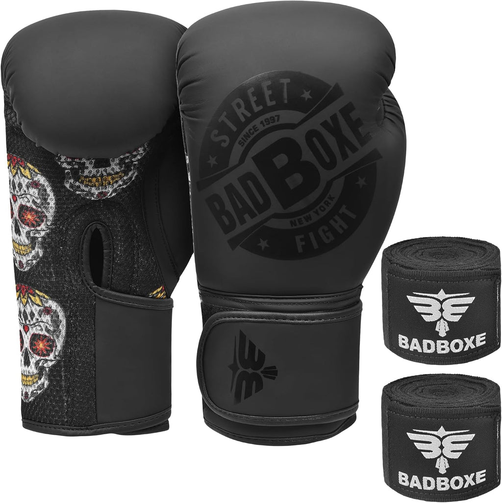 Badboxe Juego de boxeo con envolturas de mano gratis, guantes de MM...
