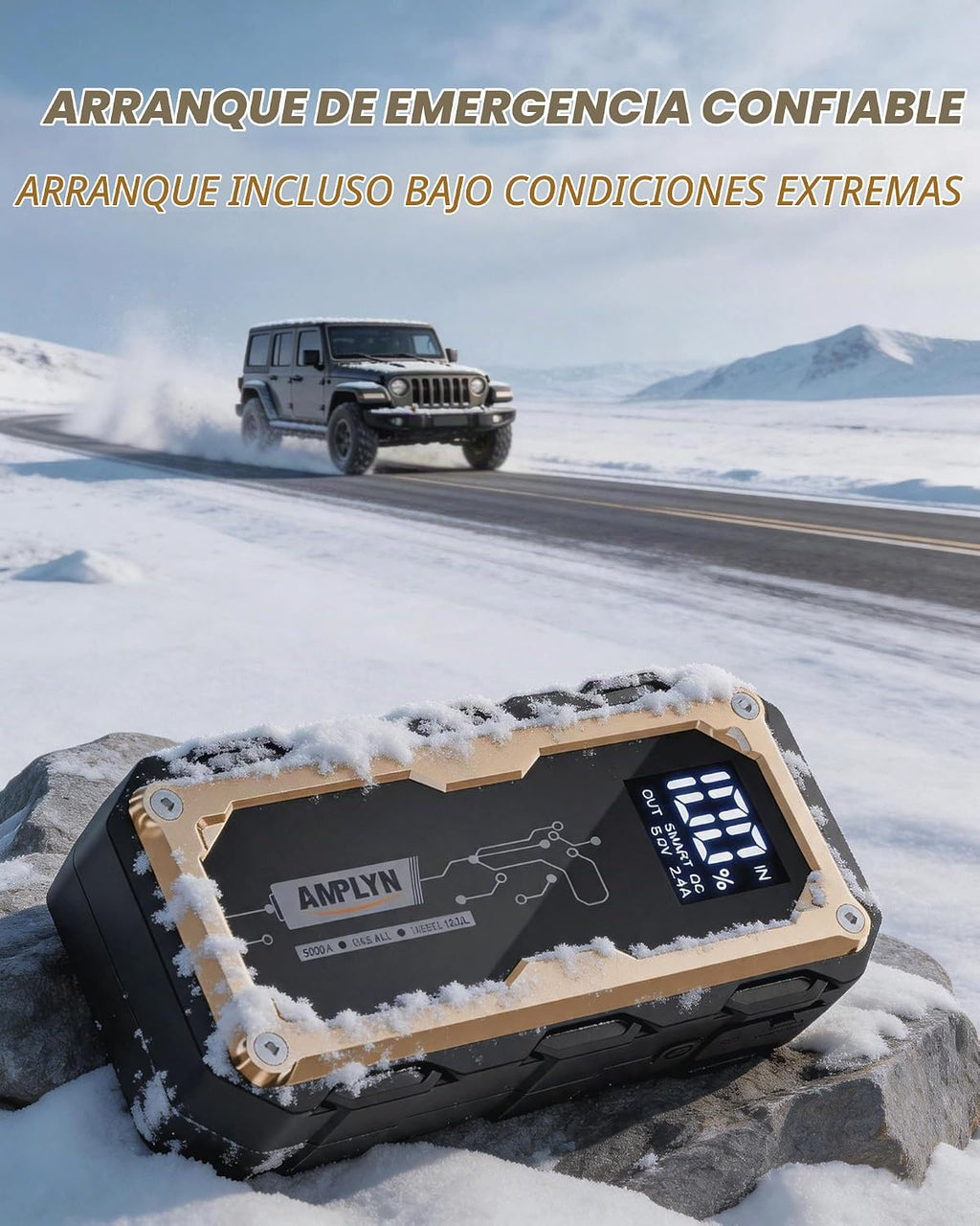 Arrancador de coche con cargador rápido de 65 W, batería de 24000 m...