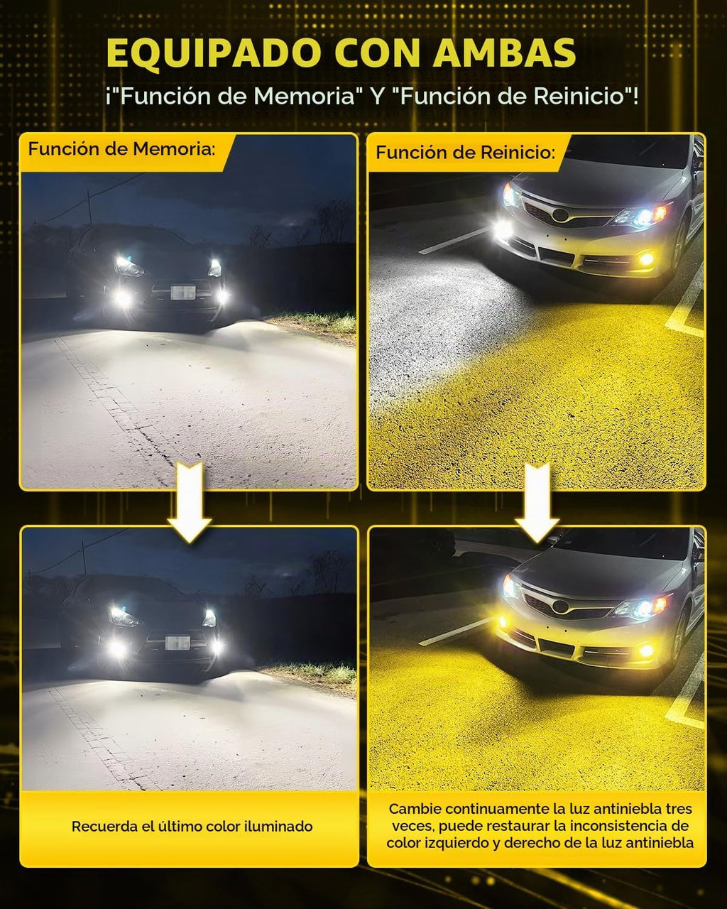 AUXITO H11 H8 H16 Focos LED antiniebla reversibles, 6500K blanco\/3...