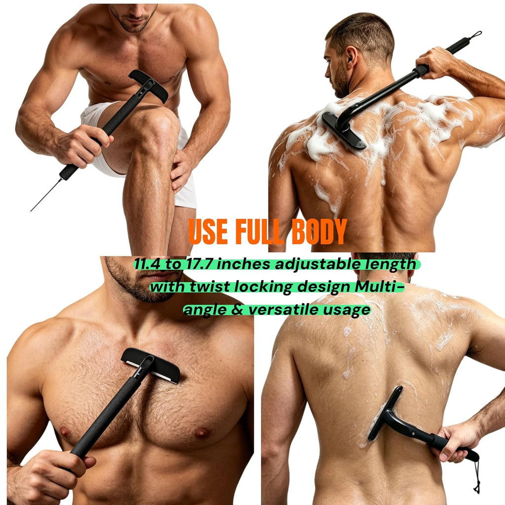 VEYLA - Afeitadora de espalda sin níquel para hombres, mango largo...