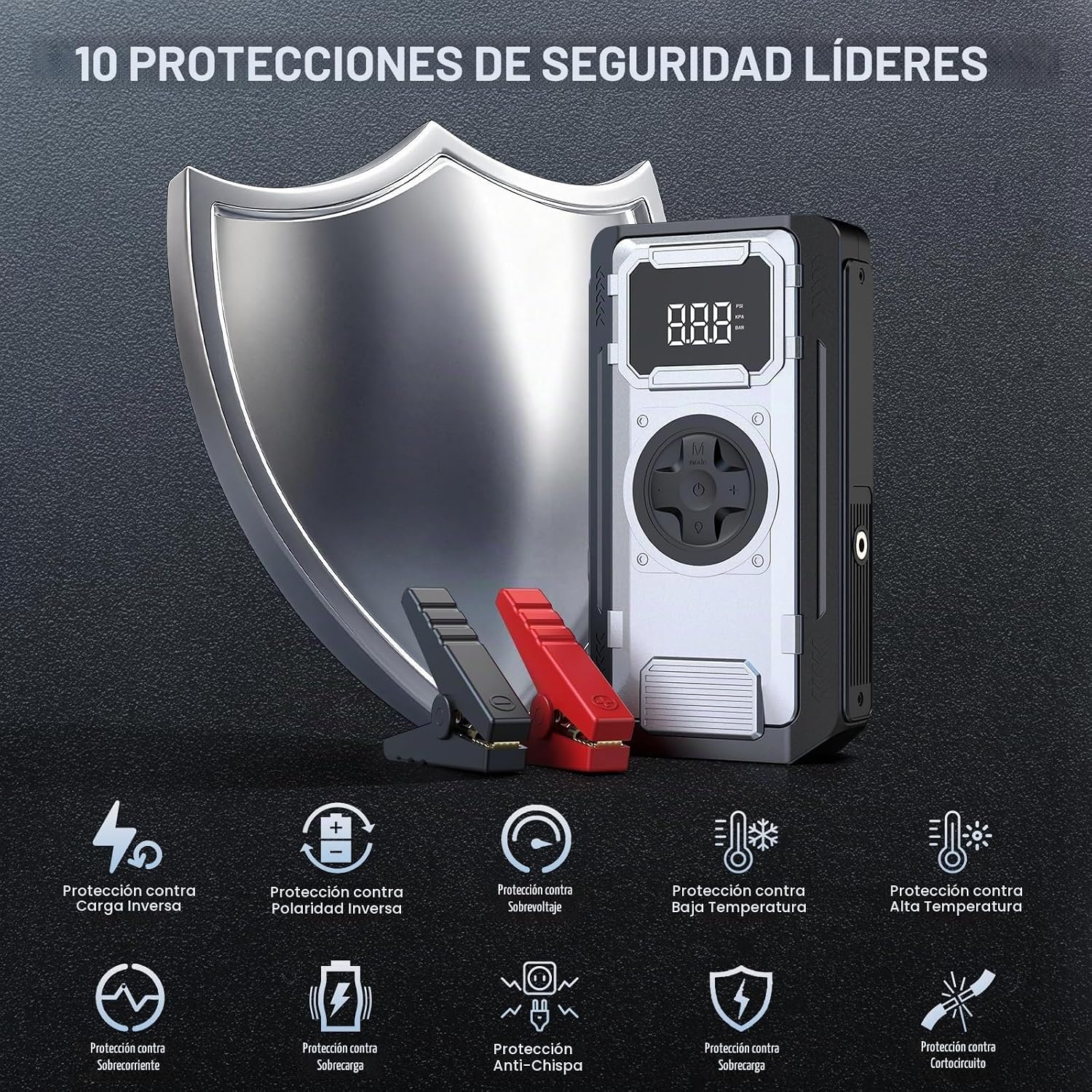 Arrancador de salto 5000A con compresor de aire, paquete de refuerz...