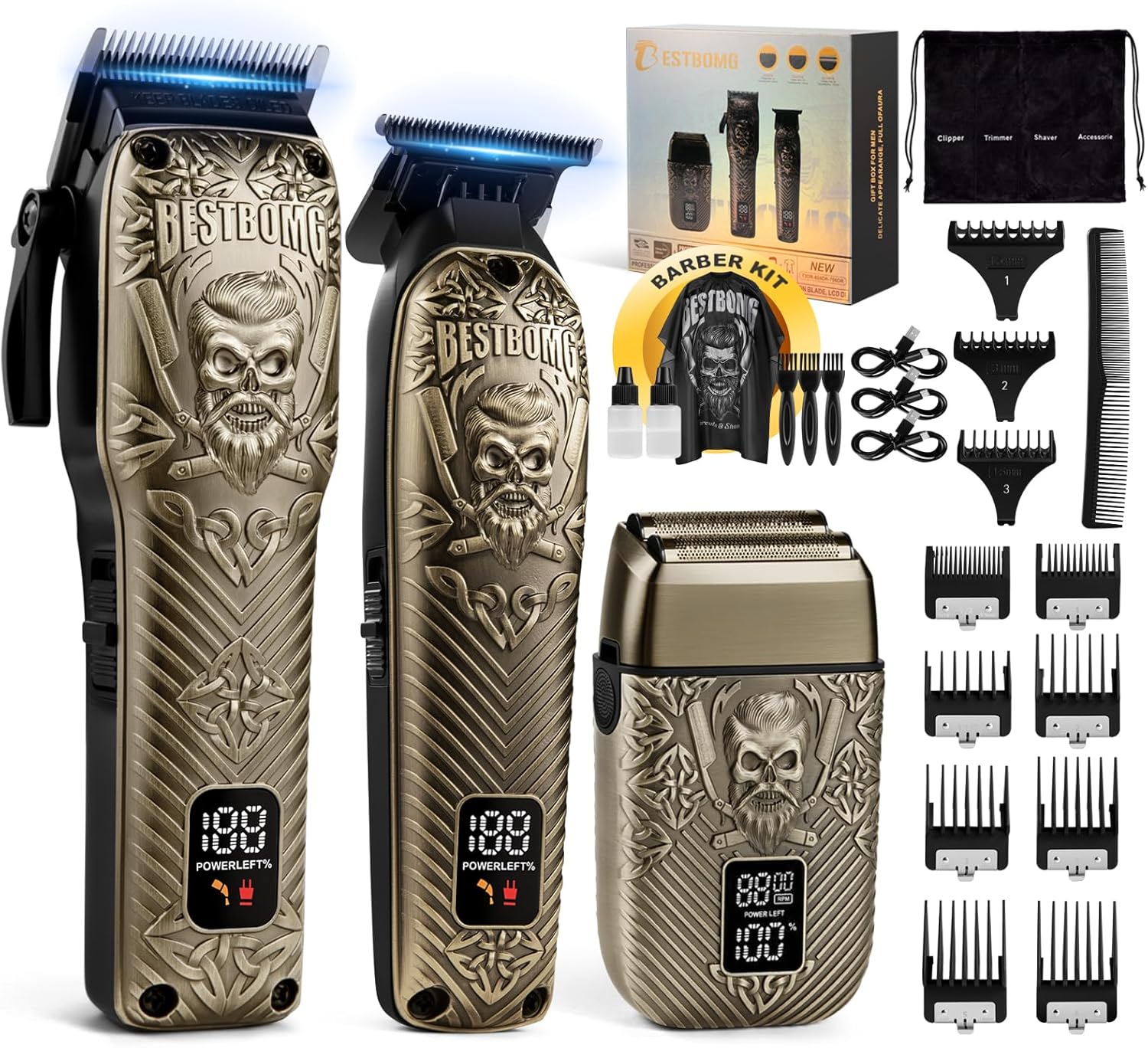 BESTBOMG® - Juego de cortapelos para hombres, cortadora de pelo pro...