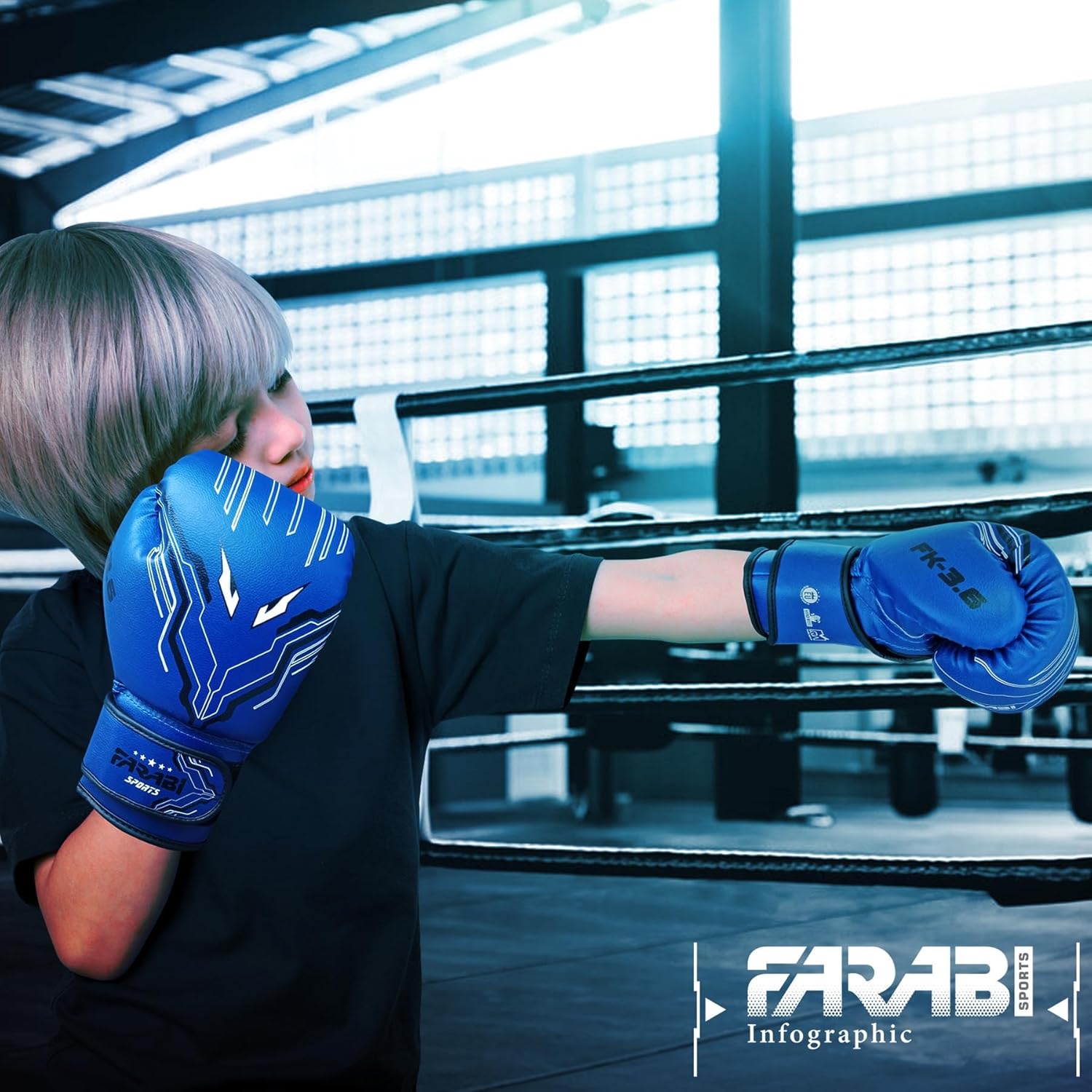 Farabi Sports Guantes de boxeo para niños y niñas, guantes de kickb...