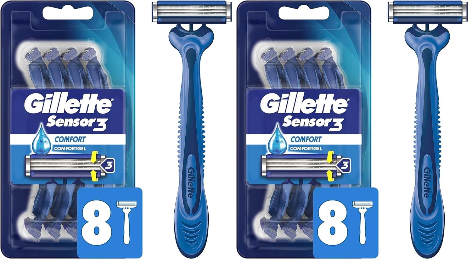 Gillette Sensor3 Comfort, 8 unidades | Desechables | Para Hombre |...