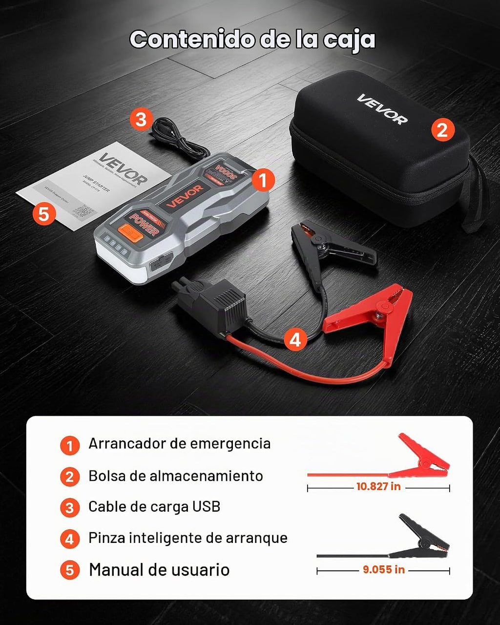 VEVOR Arrancador de salto, pico de 3000 A, paquete de batería de ar...