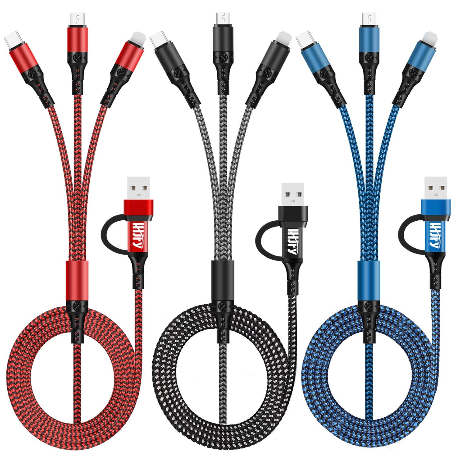 LHJRY Travel Essentials, cable de carga múltiple USB C [3 unidades...