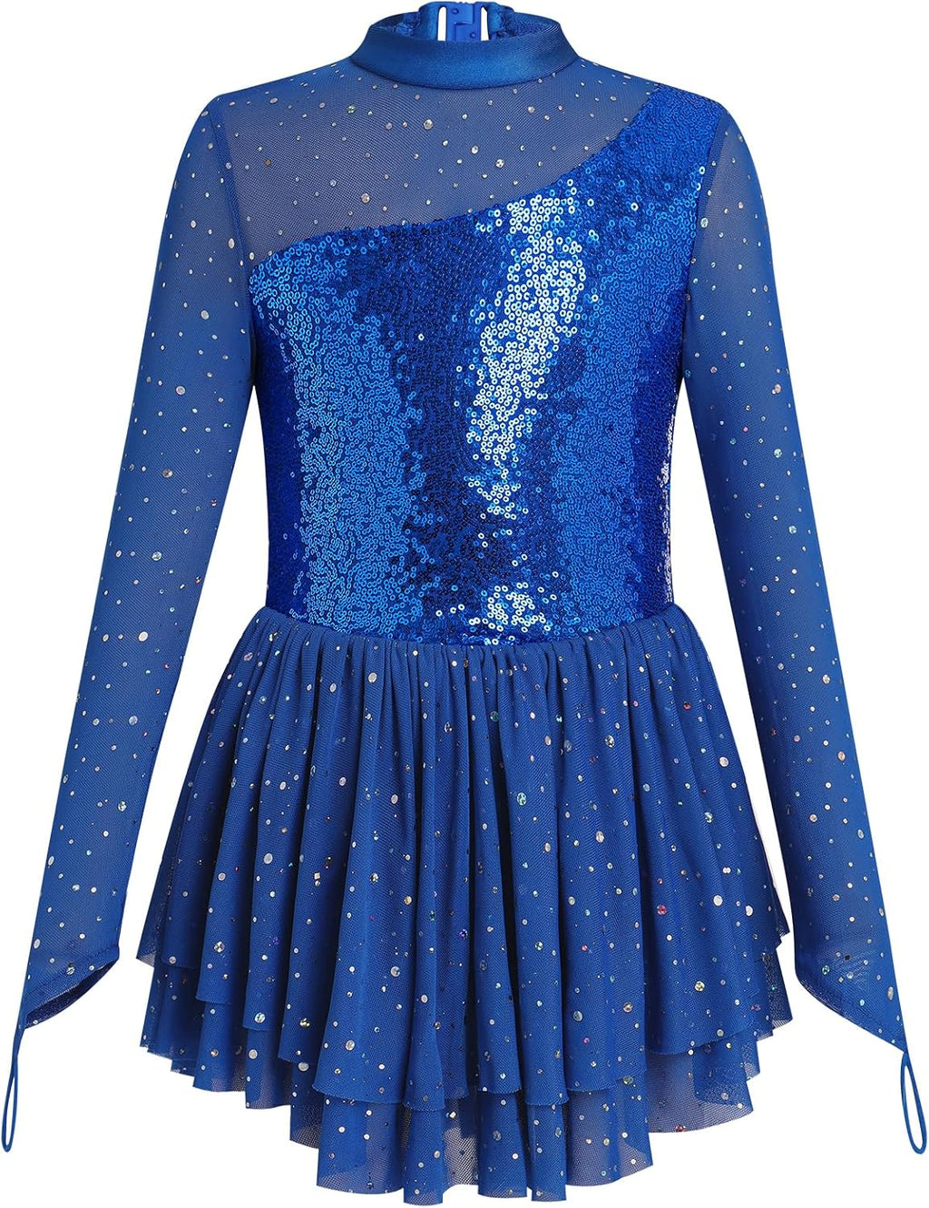 ODASDO Vestido de Patinaje Artístico para Niñas, Malla de Manga Lar...