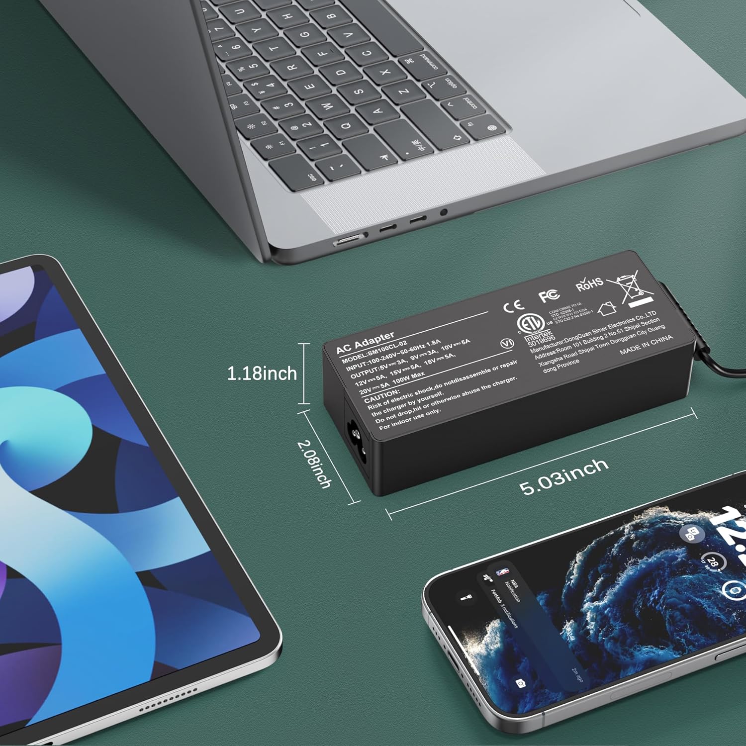 Cargador universal para portátil USB C de 100 W, compatible con Len...