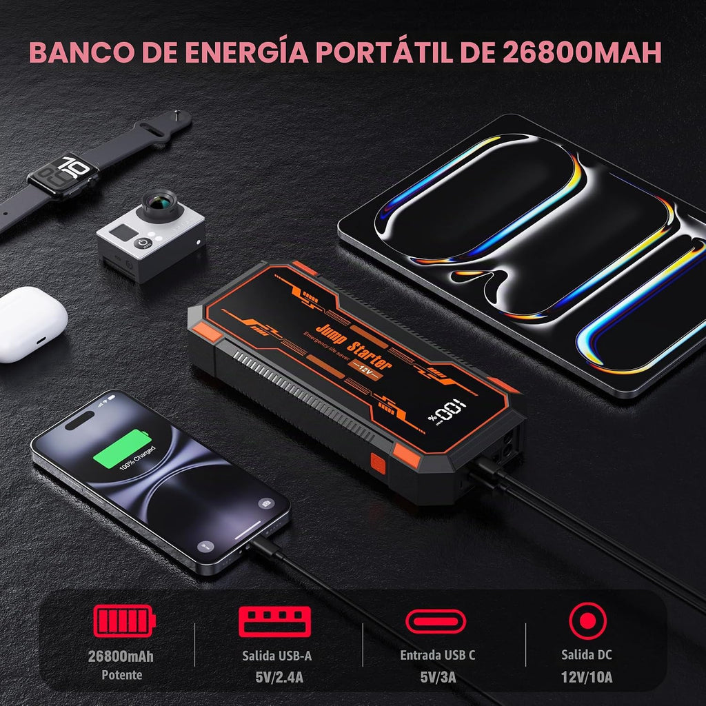 Arrancador de Batería de Coche 6000A, Arrancador de Batería de Coch...