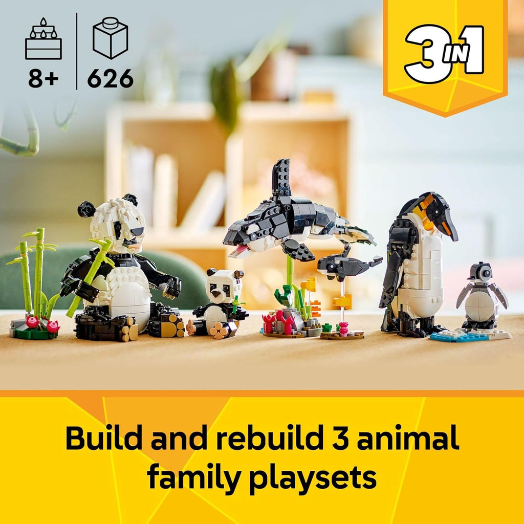LEGO Creator 3 en 1 Familia de Pandas Salvajes - Kit de Juguetes de...