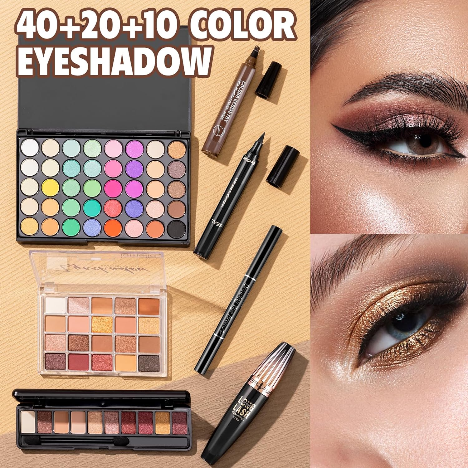 Kit completo de maquillaje para mujer, incluye base de sombra de oj...