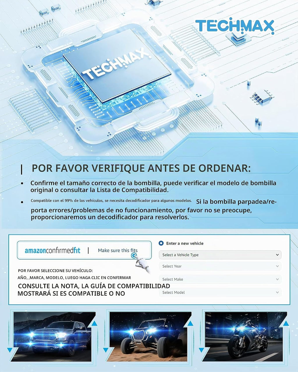 TECHMAX HB3 9005 Foco antiniebla con ventilador, 600% de brillo, 65...