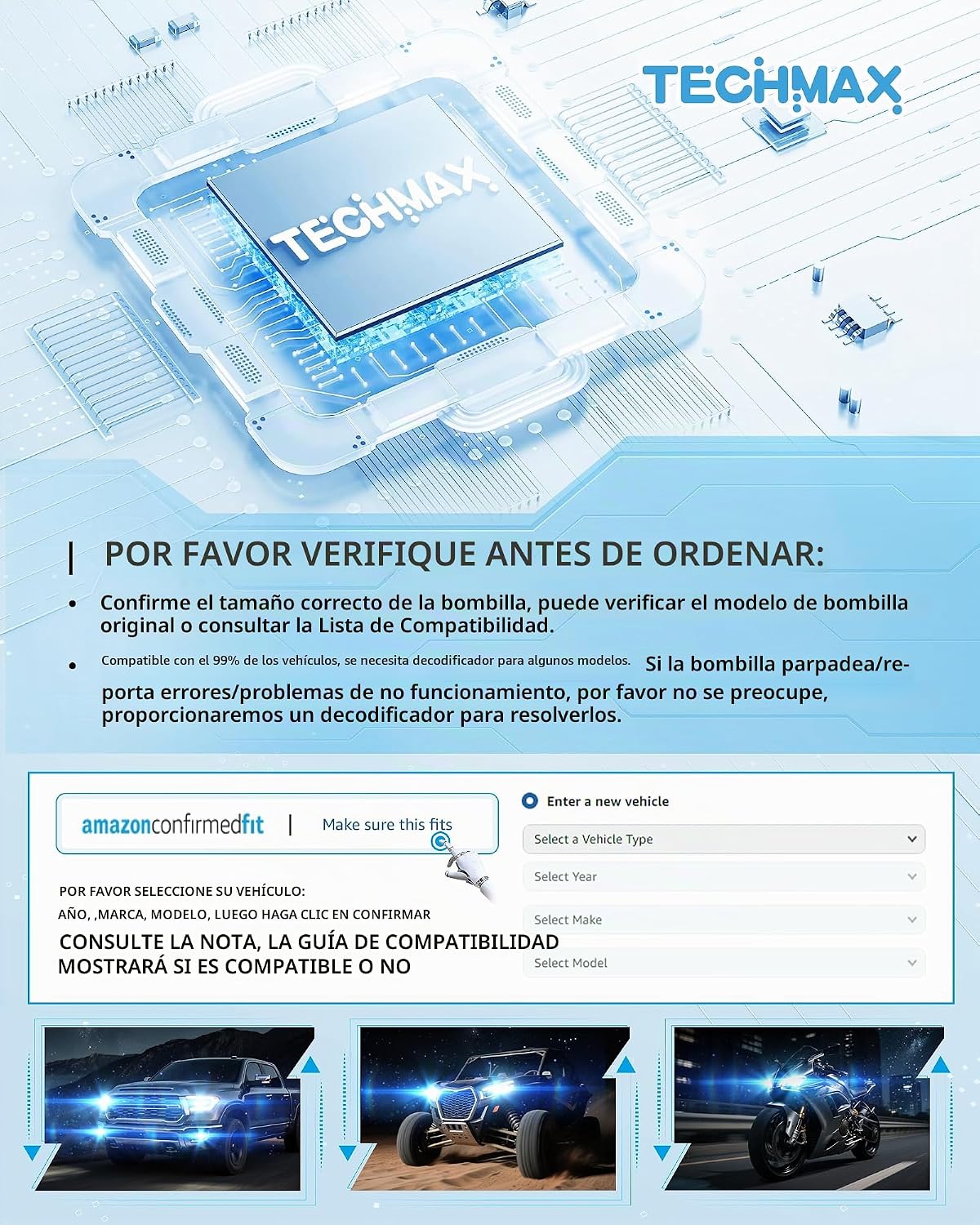 TECHMAX HB3 9005 Foco antiniebla con ventilador, 600% de brillo, 65...