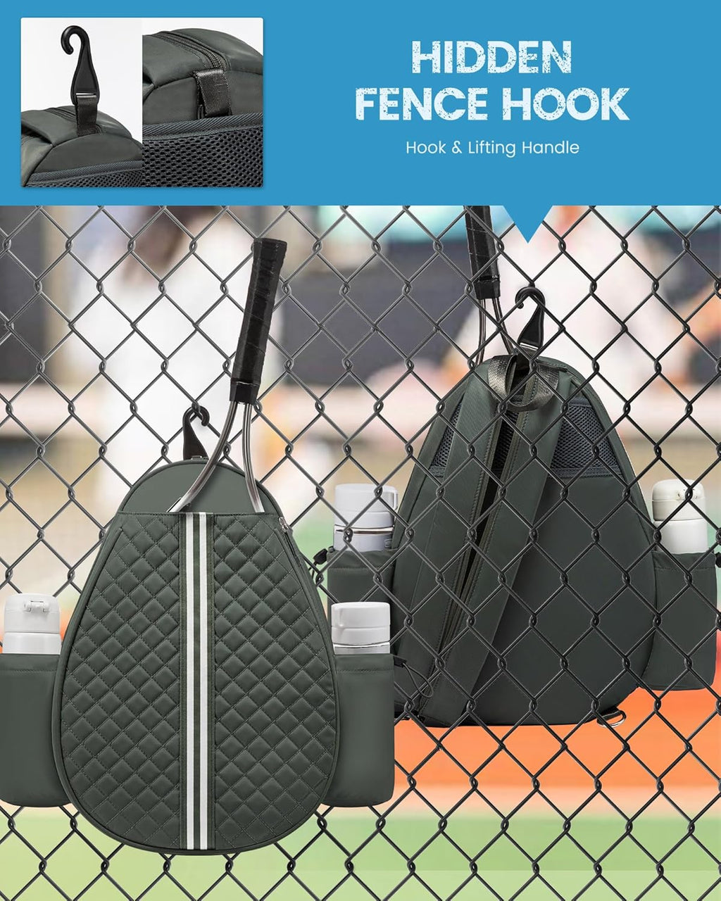 Mochila de tenis Sucipi, mochila de tenis acolchada con bandolera c...
