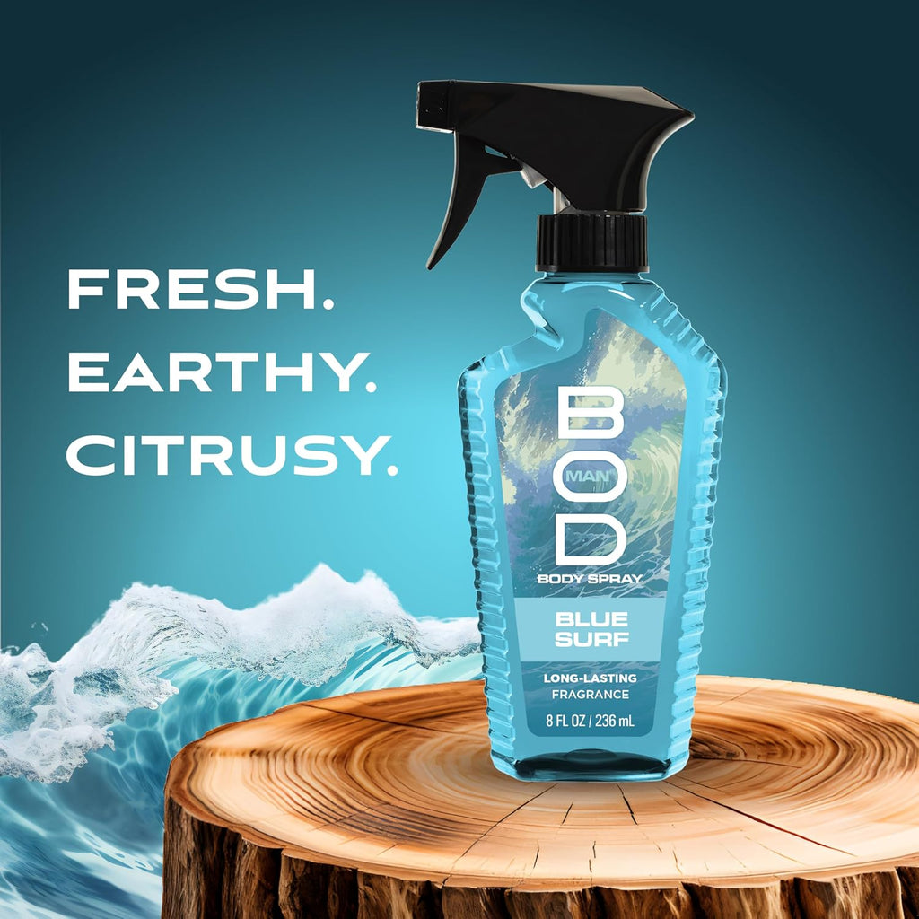 BOD man Fragancia corporal en aerosol, Blue Surf, 8 onzas líquidas...