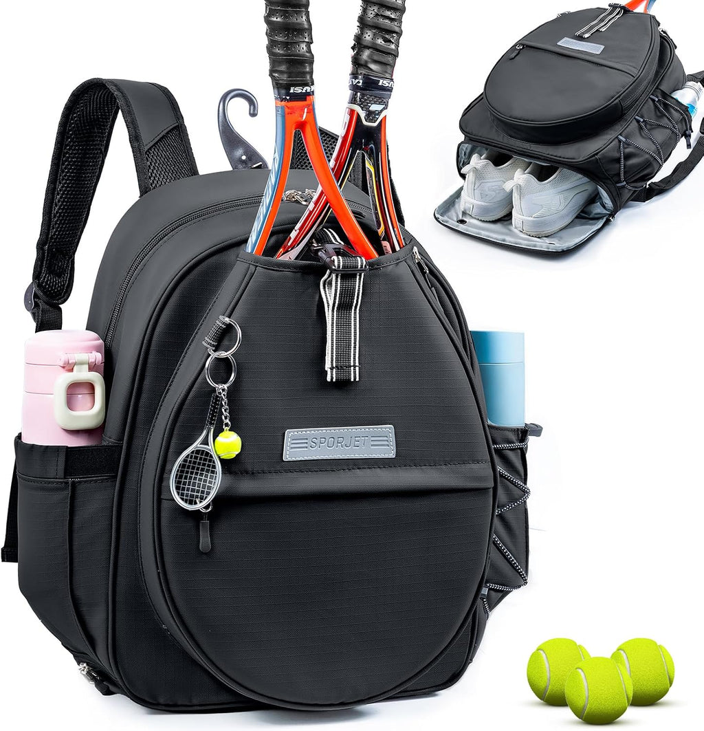 SPORJET Mochila de Tenis con Soporte para 2 Raquetas, Bolsa de Raqu...
